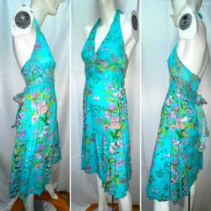 Fire Los Angeles Turquoise Floral Halter Dress (9)